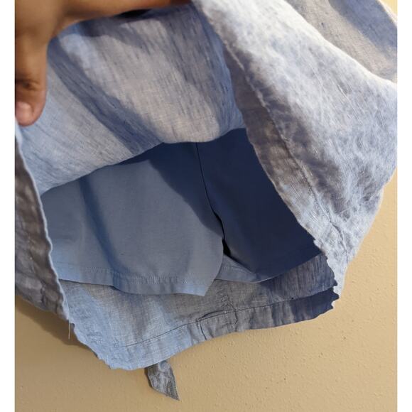 Jones & Co Jones New York Light Blue Linen Tie Waist Skirt Shorts Skort M - Picture 7 of 10